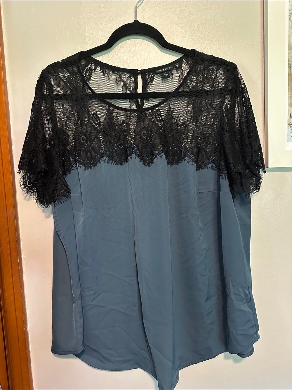 torrid Black Lace Mesh Yoke Top